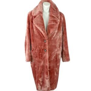 SHRIMPS Emon Pink Faux Fur Coat Crystal Buttons M UK10 US6 Rare